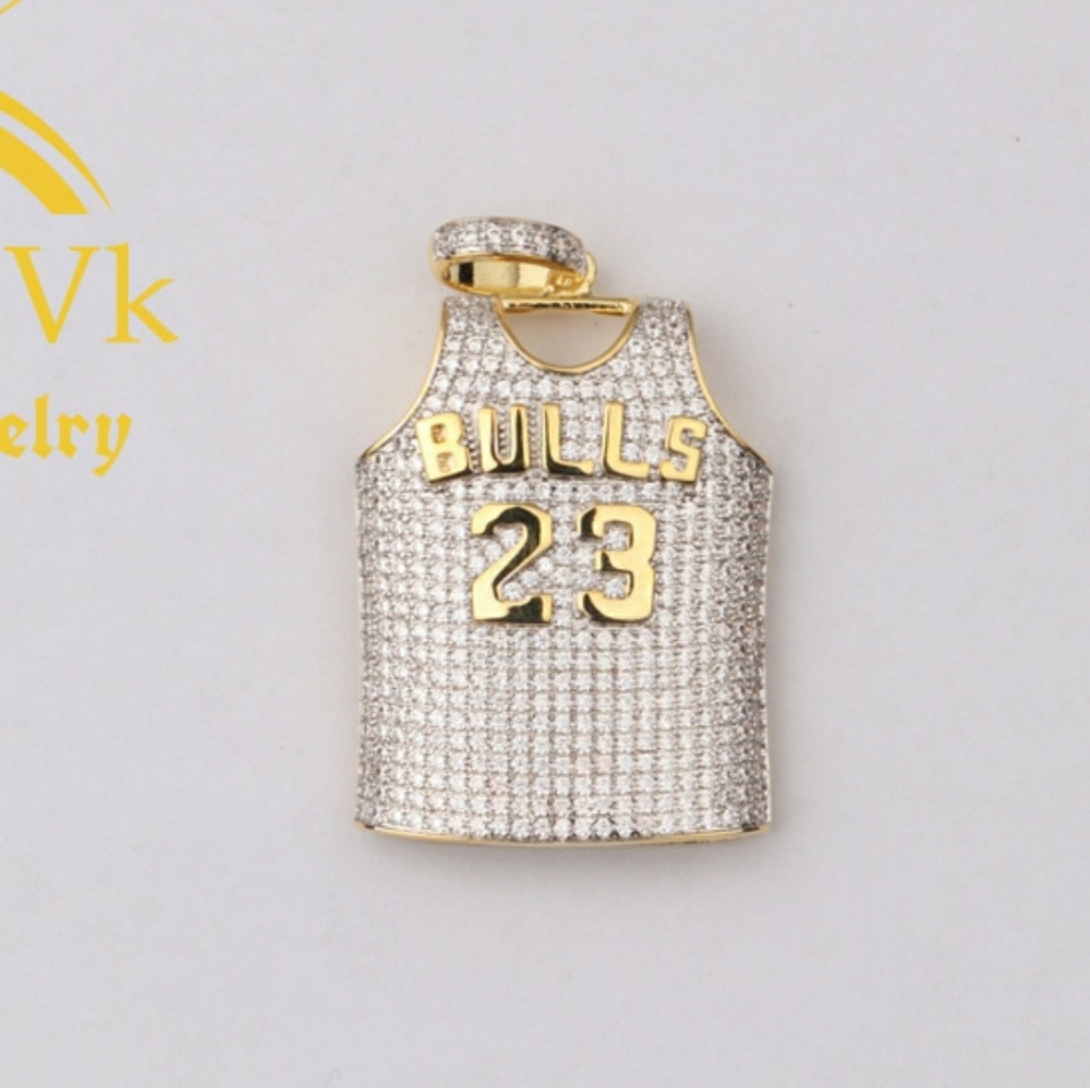 Iced Out Custom Bull Jersey 23 Pendant